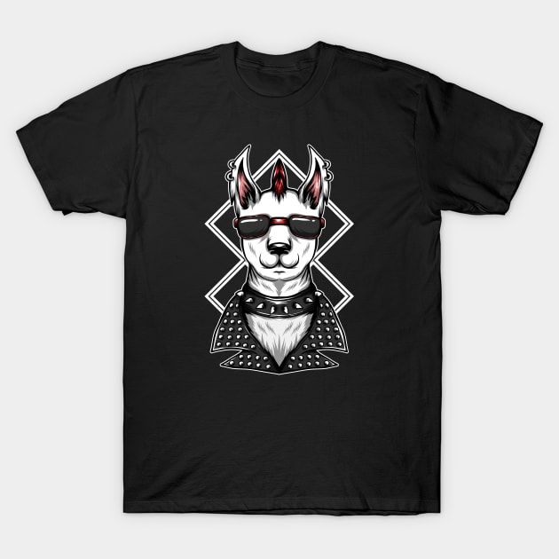 Retro Punk Rock Llama with Mohawk and Leather Jacket T-Shirt by SLAG_Creative